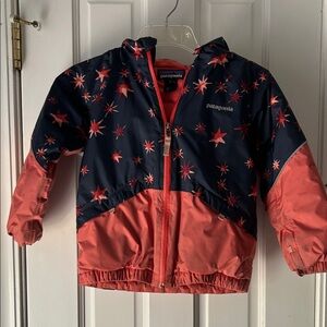 Patagonia Kids Winter Jacket - Navy and Coral Star Pattern
